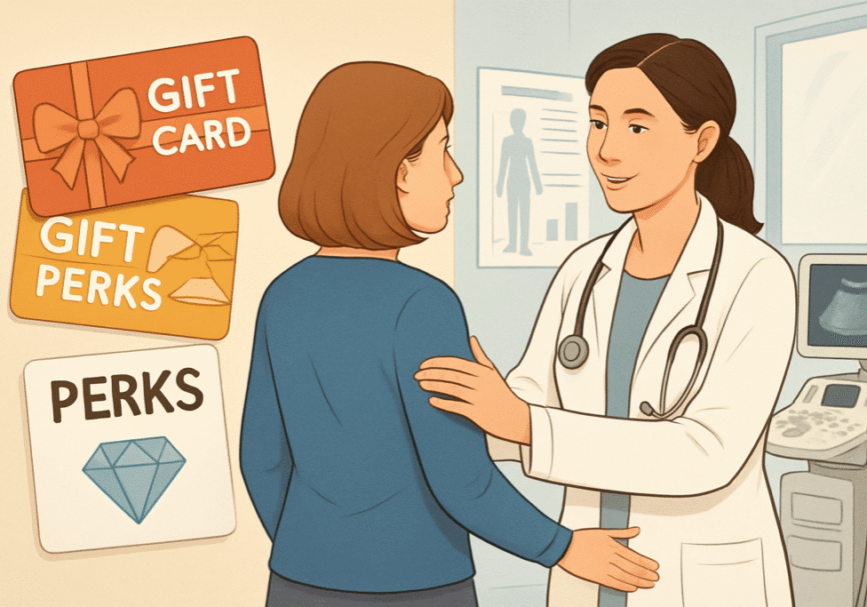 Firefly_GPT_Healthcare professional in a well-lit clinic scene gently guiding a patient away from 9023