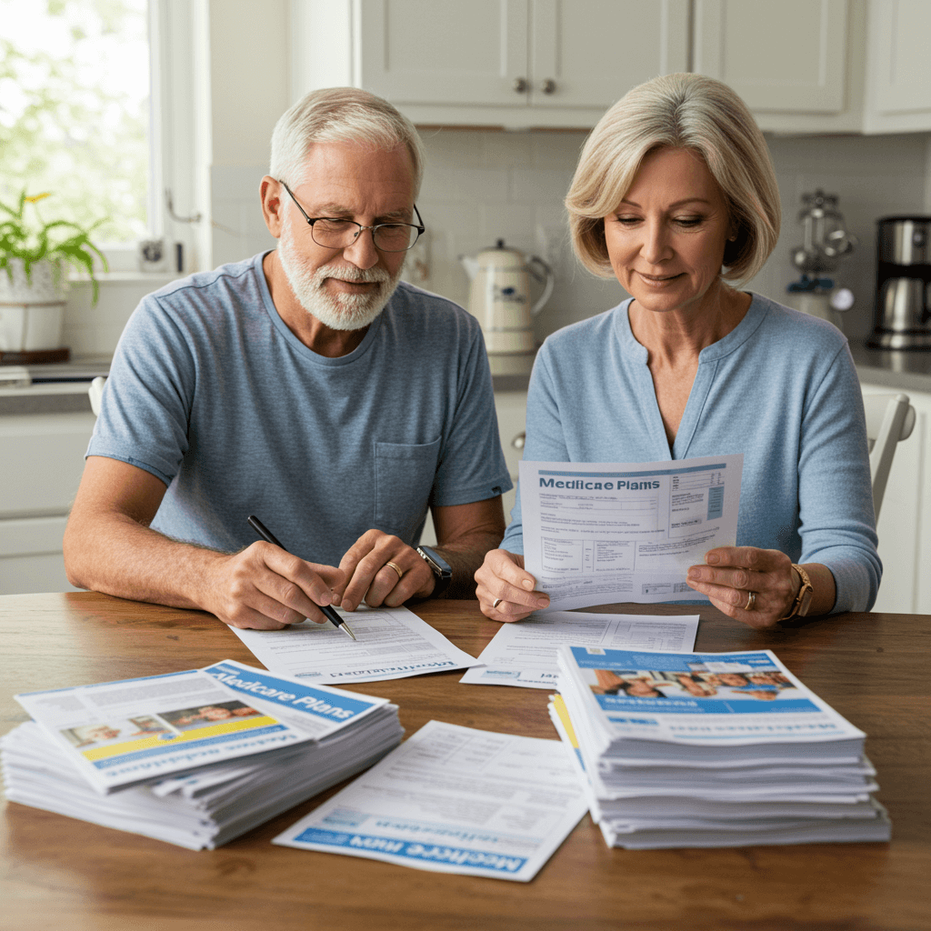 Senior Couple Reviewing Medicare Plans
